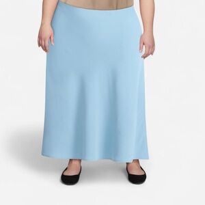NEW Blue satin midi skirt, size XXXL, relaxed fit, stretchy fabric and a flowy